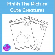 Finish The Picture Cute Creatures Fine Motor Skills Drawing Activity worksheets